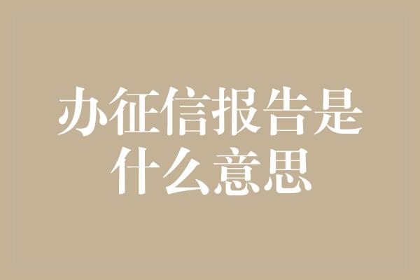 办征信报告是什么意思