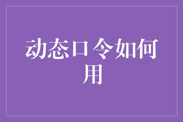 动态口令如何用