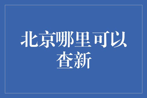 北京哪里可以查新