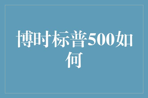 博时标普500如何