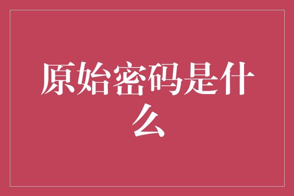 原始密码是什么