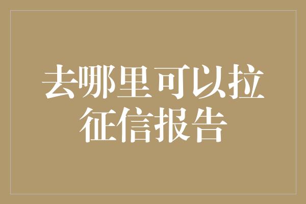 去哪里可以拉征信报告