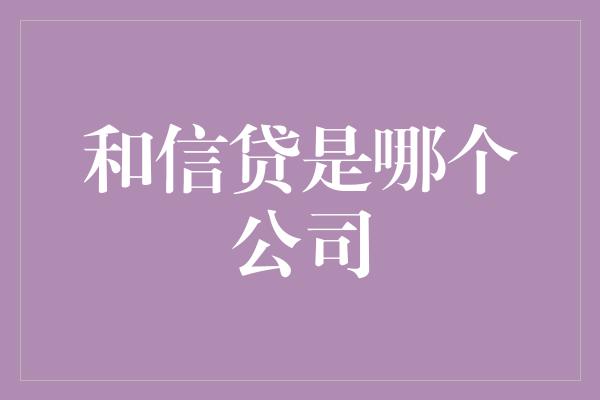 和信贷是哪个公司