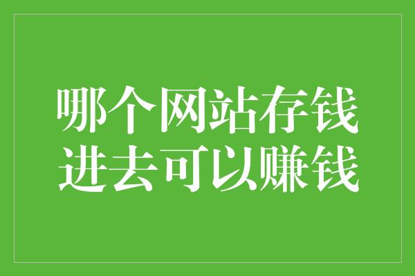 哪个网站存钱进去可以赚钱