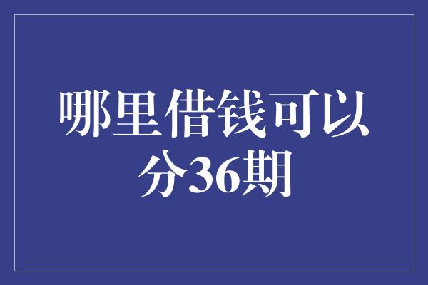 哪里借钱可以分36期