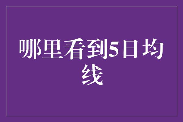 哪里看到5日均线