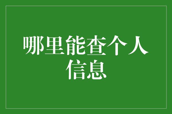 哪里能查个人信息