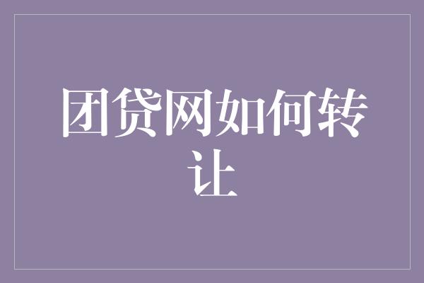 团贷网如何转让