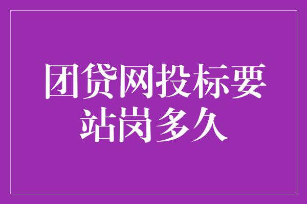 团贷网投标要站岗多久