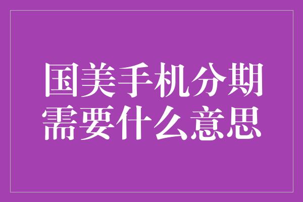 国美手机分期需要什么意思