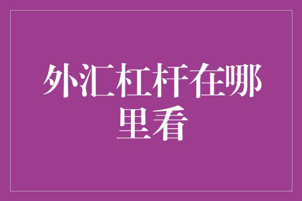 外汇杠杆在哪里看