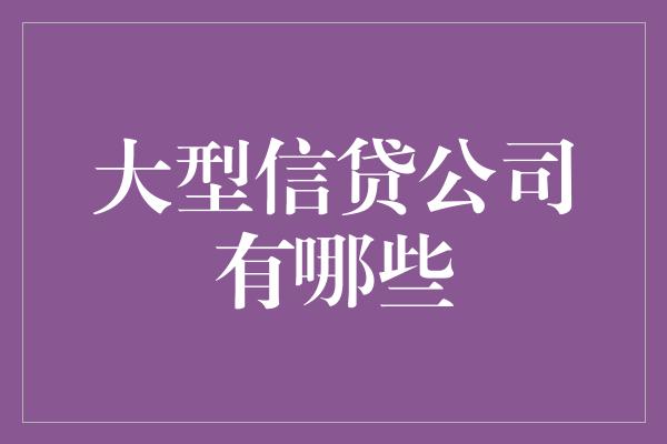 大型信贷公司有哪些