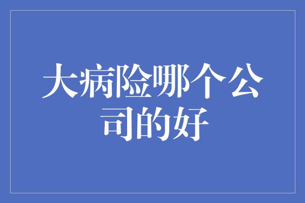 大病险哪个公司的好