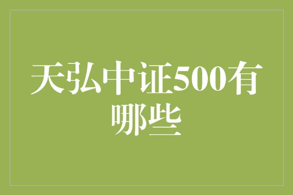 天弘中证500有哪些