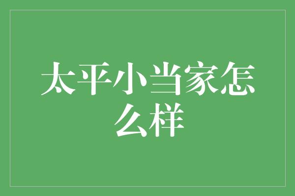 太平小当家怎么样