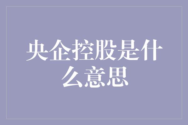 央企控股是什么意思