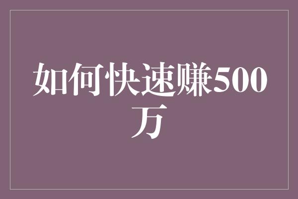 如何快速赚500万