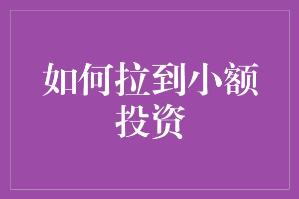 如何拉到小额投资