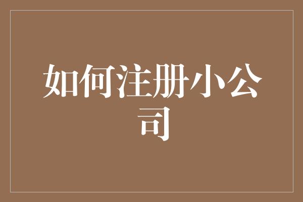 如何注册小公司