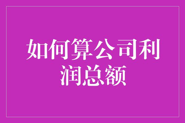 如何算公司利润总额