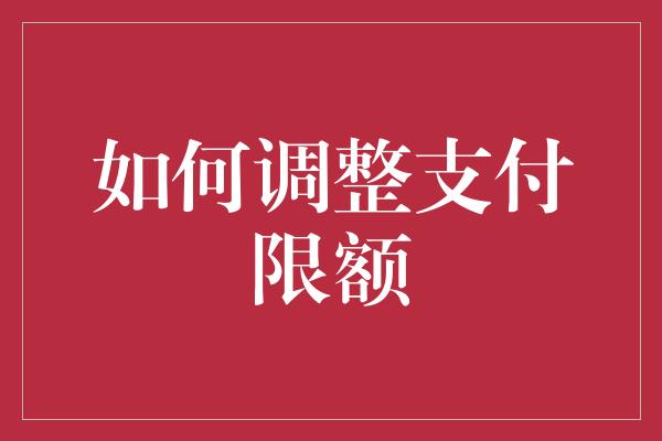 如何调整支付限额