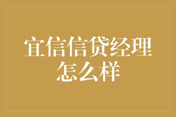 宜信信贷经理怎么样