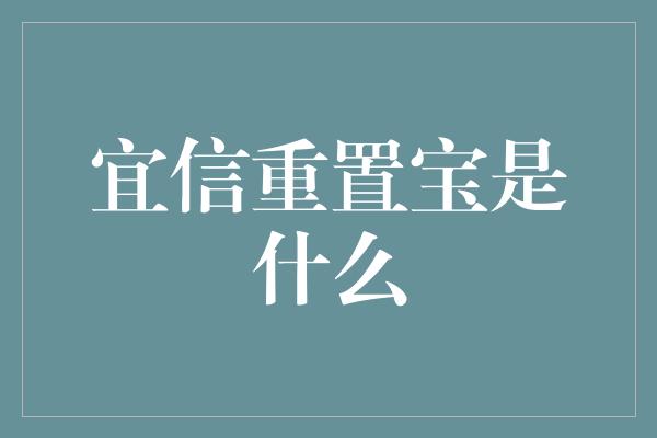 宜信重置宝是什么