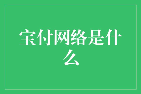 宝付网络是什么