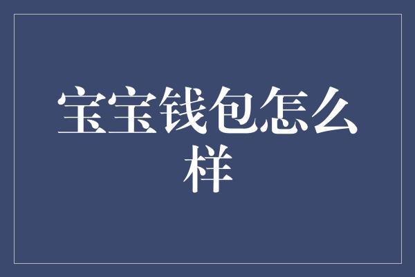 宝宝钱包怎么样