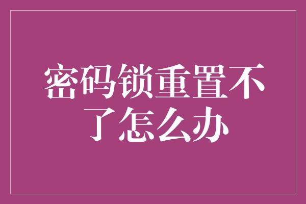 密码锁重置不了怎么办