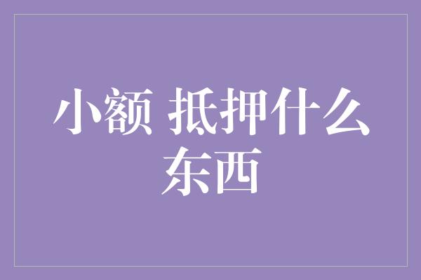 小额 抵押什么东西