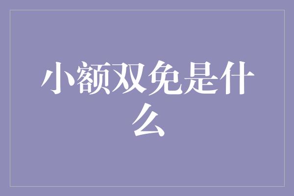 小额双免是什么