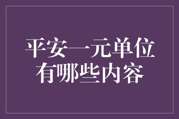 平安一元单位有哪些内容