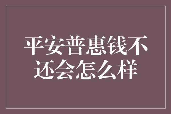 平安普惠钱不还会怎么样