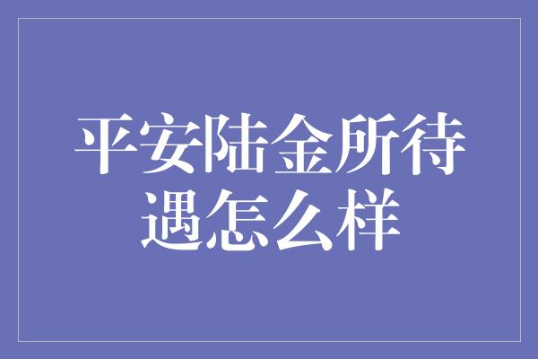 平安陆金所待遇怎么样