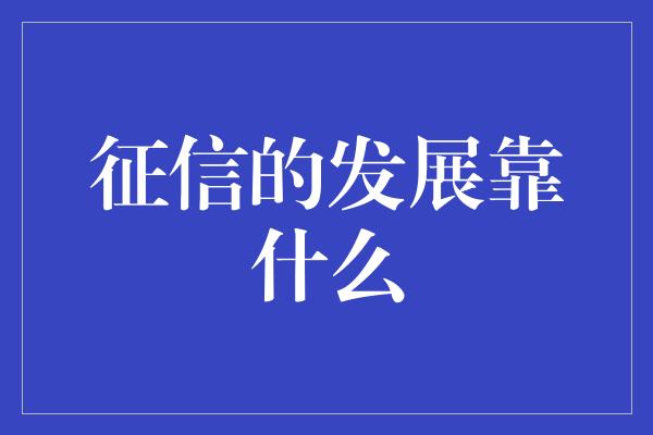 征信的发展靠什么