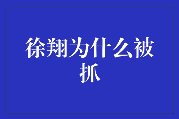 徐翔为什么被抓