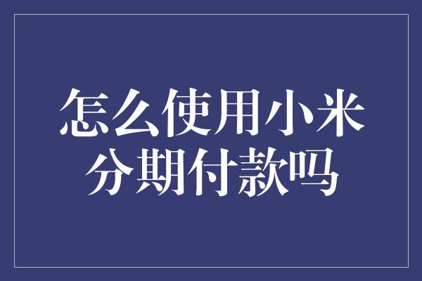 怎么使用小米分期付款吗