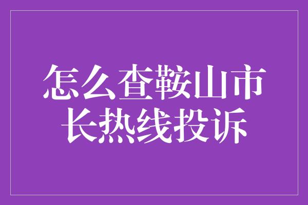 怎么查鞍山市长热线投诉