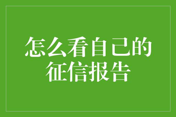 怎么看自己的征信报告