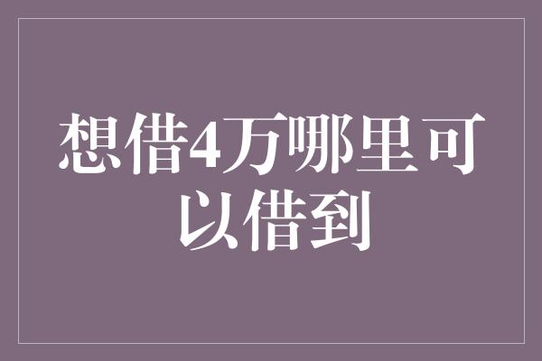 想借4万哪里可以借到