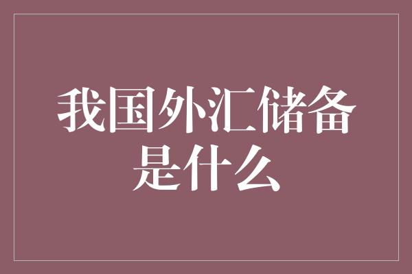 我国外汇储备是什么