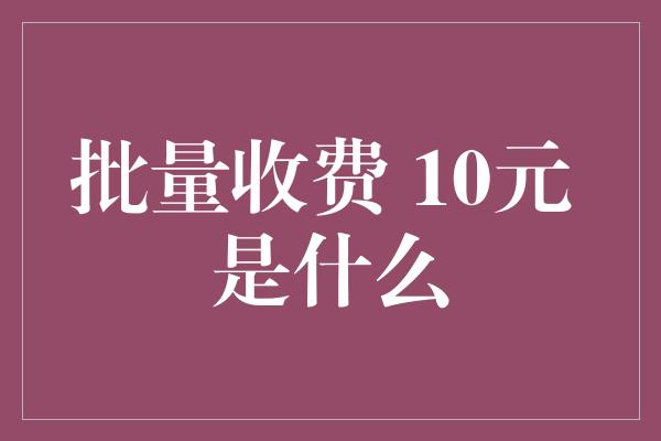 批量收费 10元 是什么