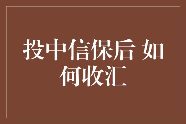 投中信保后 如何收汇