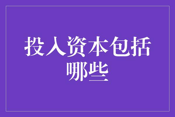 投入资本包括哪些