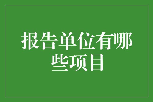 报告单位有哪些项目