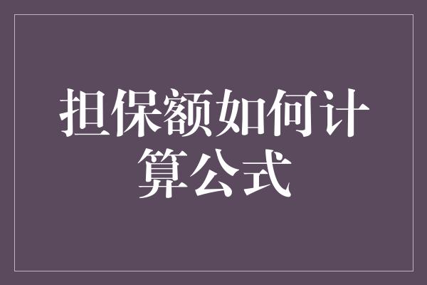 担保额如何计算公式