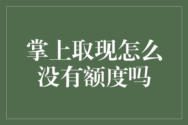 掌上取现怎么没有额度吗