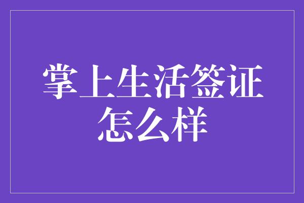 掌上生活签证怎么样