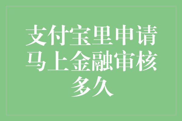 支付宝里申请马上金融审核多久